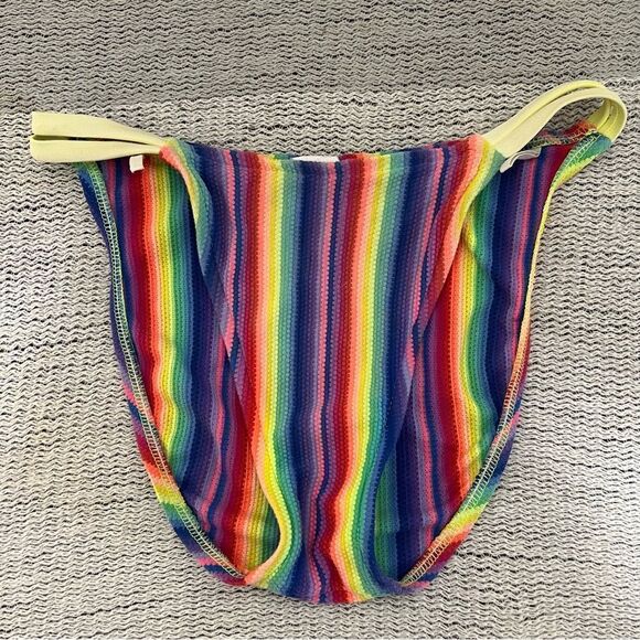 Vintage 90’s Sassafras Rainbow Striped String Beachy Bikini Size S/M - Picture 2 of 15